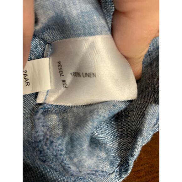 Orvis 100% Linen Lagenlook Cottage Core Women Small Top Boxy Oversized Light - Picture 3 of 8